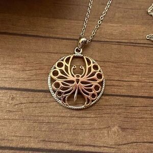 Sterling Silver Rose Gold Butterfly Necklace